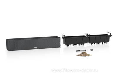 Кашпо Lechuza Balconera Cottage 100 Complete granite (пластик), 100x19xH19 см - фото 3