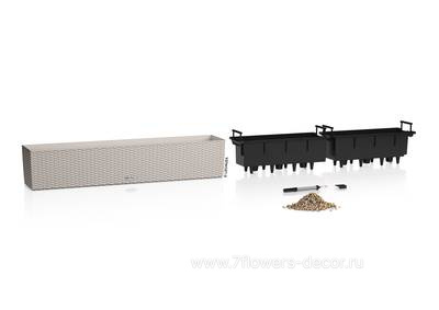 Кашпо Lechuza Balconera Cottage 100 Complete sand brown (пластик), 100x19xH19 см - фото 3