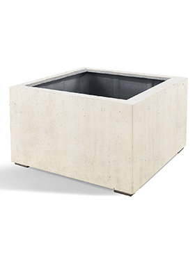 Кашпо D-lite Low cube L antique white-concrete, 100x100xH60см