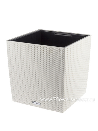 Кашпо Lechuza "Cube Cottage Complete white" (пластик), 40x40xH44 см