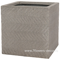 Кашпо Nobilis Marco "Fishbone rough-cement Cube" (файкостоун), 30x30xH30 см - фото 1