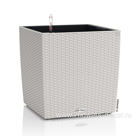 Кашпо Lechuza "Cube Cottage Complete light grey" (пластик), 30x30xH30 см