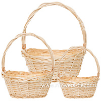 Корзина плетеная (ива), 36x31xH16/41 см - 24x22xH13/31 см, набор (3 шт) - фото 1