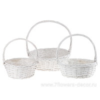 Корзина плетеная (ива), D39xH13/43 см - D27xH9/32 см, набор (3 шт) - фото 1