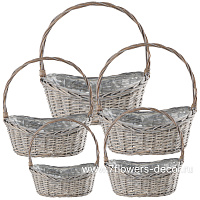 Корзина плетеная (ива), 58x36xH16/58 см - 34x13xH11/35 см, набор (5 шт) - фото 1