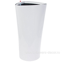 Кашпо PLANTA VITA "Crater Silk white" с автополивом (пластик), D29,5xH56,5 см - фото 1