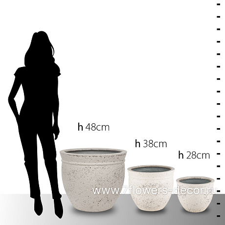 Кашпо Nobilis Marco Plain Ivory natural stone Round (файкостоун), D33xH28 см - фото 3