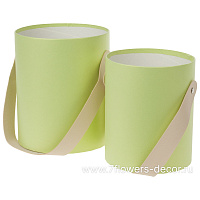 Коробка-кашпо, D14xH17,5 см, D12xH15,5 см, набор (2 шт), без крышки, с ручкой - фото 1