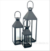 Фонарь (металл, стекло), 22x23xН73,5 см - 13x13xН39,5 см, набор (3 шт) - фото 1