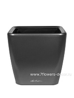 Кашпо Lechuza "Quadro LS Complete charcoal metallic" (пластик), 50x50xH47 см - фото 1