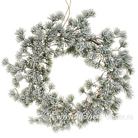 Венок искусственный еловый заснеженный (пластик), D48 см - фото 1