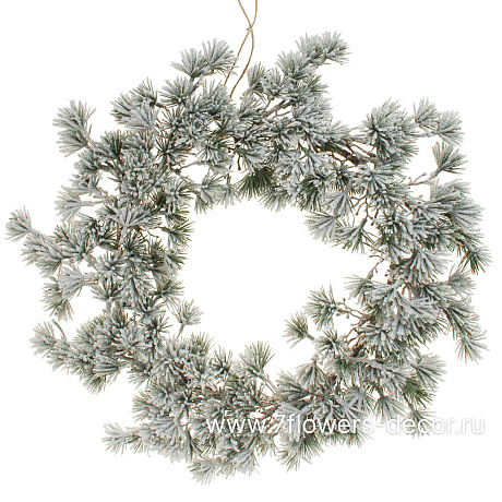 Венок искусственный еловый заснеженный (пластик), D48 см - фото 1