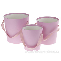 Коробка-кашпо, D19xH19 см - D14xH15 см, набор (3 шт), без крышки, с ручкой - фото 1