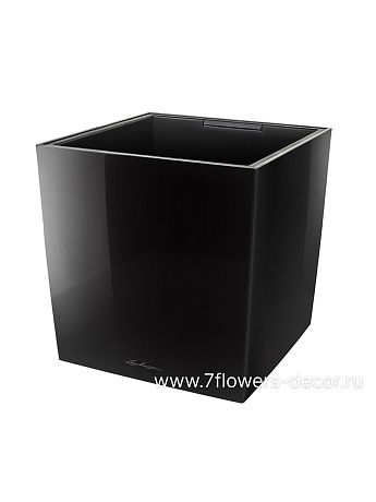 Кашпо Lechuza "Cube Premium Complete black high gloss" (пластик), 40x40xH40 см