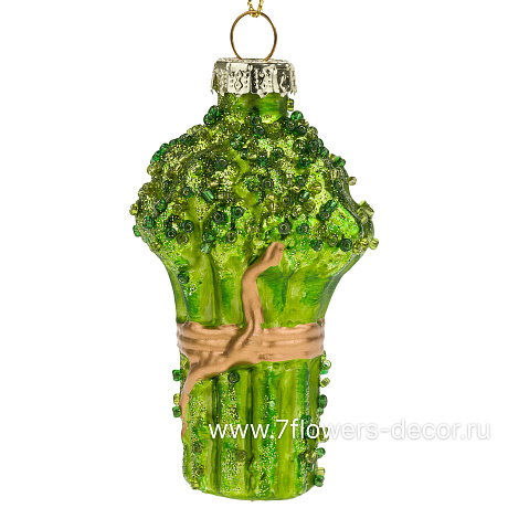 Елочная игрушка Брокколи (стекло), 4,5xH9 см - фото 1
