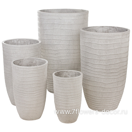 Кашпо Nobilis Marco Waves grey Vase (файберклэй), D45хH73 см - фото 3