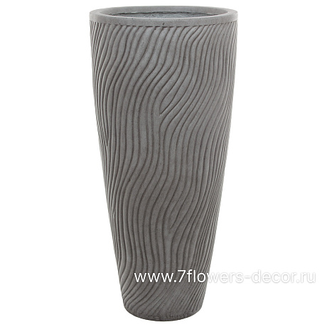 Кашпо Nobilis Marco Sand Waves dark grey Vase (файкостоун), D37хH80 см - фото 1