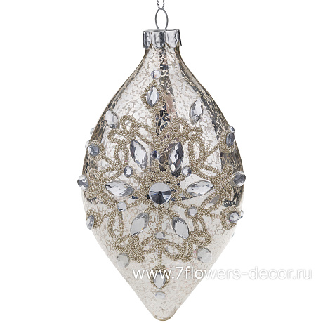 Елочная игрушка Олива (стекло), D8xH14 см - фото 1