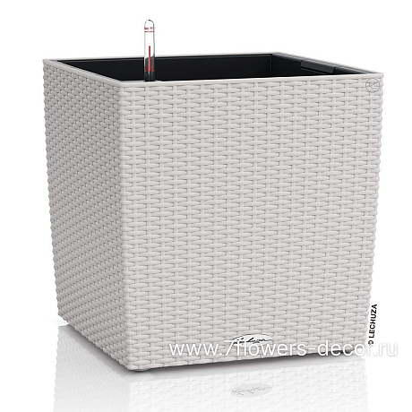 Кашпо Lechuza "Cube Cottage Complete light grey" (пластик), 50x50xH54 см