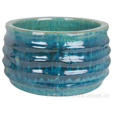 Кашпо керамика Nobilis Marco Ocean blue Round, D29хH17 см - фото 1