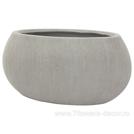Кашпо Nobilis Marco Vertical stripes rough cement Oval (файкостоун), 72х36,5хH34,5 см - фото 1