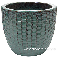 Кашпо Nobilis Marco "Ocean Blue Relief Jar" (керамика), D36хH31 см - фото 1