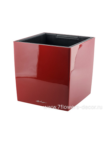 Кашпо Lechuza "Cube Premium Complete scarlet red high gloss" (пластик), 30х30хH30 см