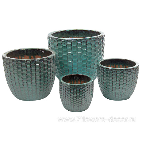 Кашпо Nobilis Marco Ocean Blue Relief Jar (керамика), D36хH316 см - фото 3