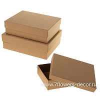 Набор коробок подарочных (картон), 24x19xH8 см, 22x17xH6,5 см, 19x14,5x5,5 см (3шт), в асс. - фото 1