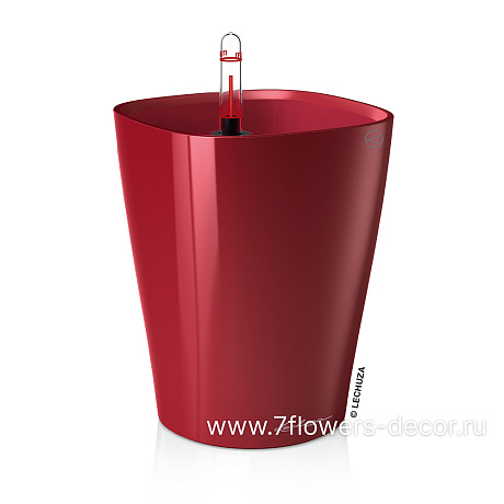 Кашпо Lechuza "Deltini Complete scarlet red high gloss" (пластик), 15xH19 см