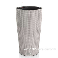 Кашпо Lechuza "Cilindro Cottage Complete sand brown" (пластик), D23xH41 см - фото 1