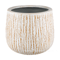 Кашпо Nobilis Marco "Bark texture vintage white Vase" (файкостоун), D40,5xH36 см - фото 1