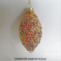 Елочная игрушка "Олива" (стекло), D6xH13 см - фото 1