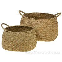 Корзина плетеная (водоросли, металл), D21xH14 см, D16xH12 см,набор (2 шт) - фото 1