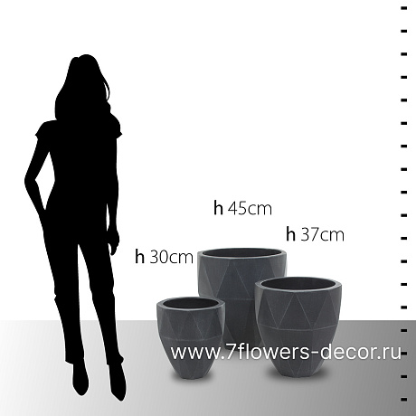 Кашпо Nobilis Marco Diamond white grey Vase (файкостоун), D25хH30 см - фото 4