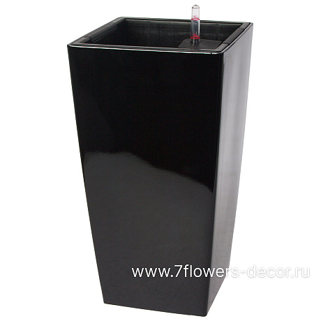 Кашпо PLANTA VITA Conic Silk black с автополивом (пластик), 22х22хH41 см - фото 1