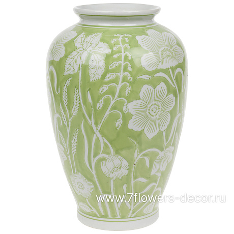 Ваза Шинуазри Весенний зеленый (керамика), D19xH30 см - фото 1