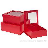 Коробка подарочная, 26,5x25,5xH11 см, 23x21xH9,5 см, 19,5x18xH8 см, набор (3 шт), с окном - фото 1