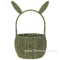 Корзина плетеная (бумага), D18xH27/35 см, с ушками - фото 1