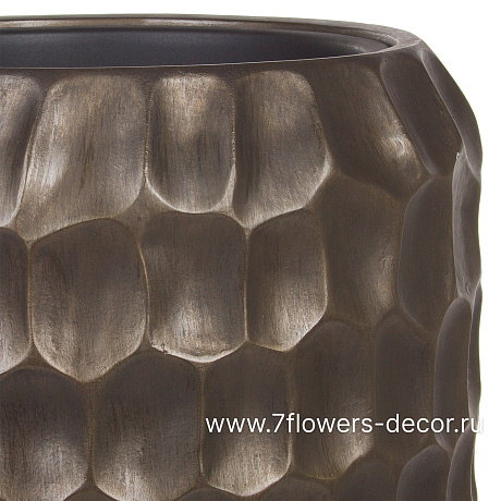 Кашпо Nobilis Marco Pab-coal Cells Vase (полистоун), D34хH97 см, с тех.горшком - фото 2