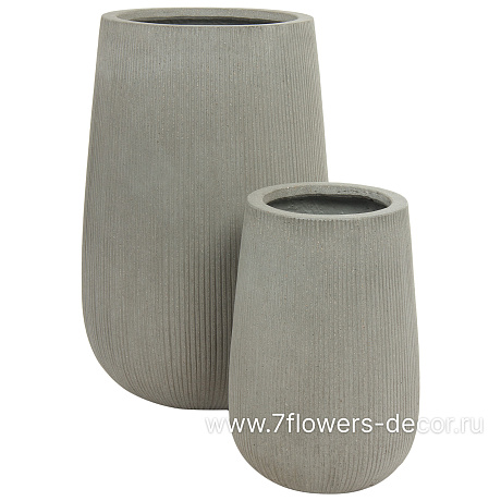 Кашпо Nobilis Marco Vertical stripes rough cement Jar (файкостоун), D44,5хH66 см - фото 3