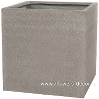 Кашпо Nobilis Marco "Fishbone rough-cement Cube" (файкостоун), 50x50xH50 см - фото 1