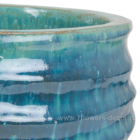 Кашпо керамика Nobilis Marco Ocean blue Round, D29хH17 см - фото 2