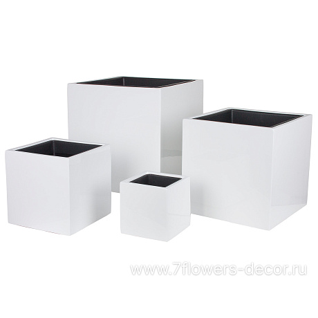 Кашпо полистоун Nobilis Marco Pmlac-white Cube, 30х30хH30 см с тех.горшком - фото 3