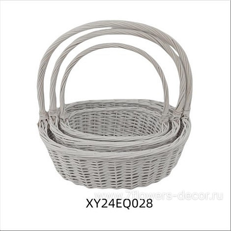 Корзина плетеная (ива), 48х39хН18/45 см, 41х33хН17/40 см, 35х25хН14/35 см, набор (3 шт) - фото 1