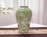 Ваза "Шинуазри Весенний зеленый" (керамика), D20xH37 см - фото 1
