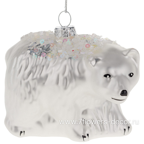 Елочная игрушка Медведь (стекло), 9x5xH7 см - фото 1