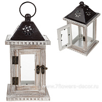 Фонарь (дерево, стекло), 12,5x12,5xH25 см - фото 1