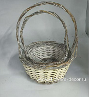 Корзина плетеная (ива), D27xH13/37 см, D20xH11/30 см, набор (2 шт)