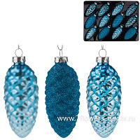 Елочная игрушка "Шишка" (стекло), D4xH10 см, в асс. - фото 1